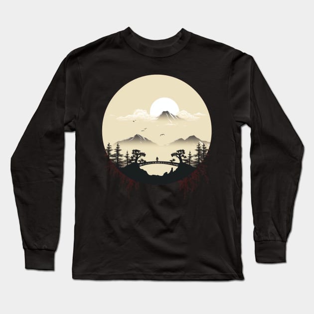 Eternal Temptation: The City of Bansai and the Breath of Volcanoes Long Sleeve T-Shirt by Yurii